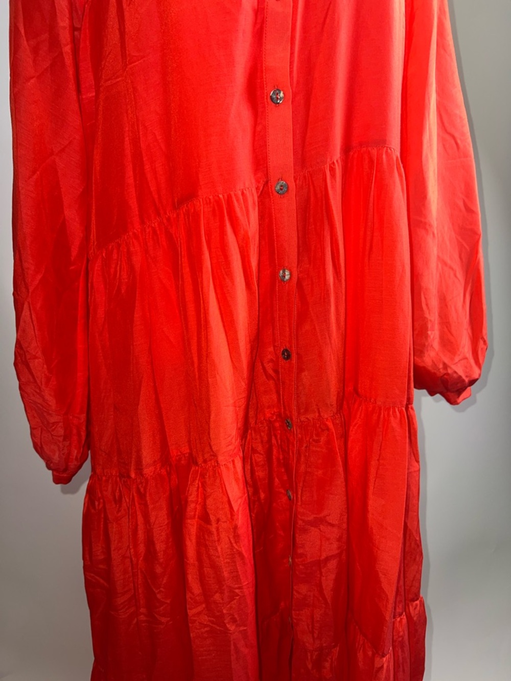 🧡NWOT BIRD & KNOLL JAMES TIERED MAXI DRESS IN COTTON-SILK BLEND SIZE M - Picture 15 of 16